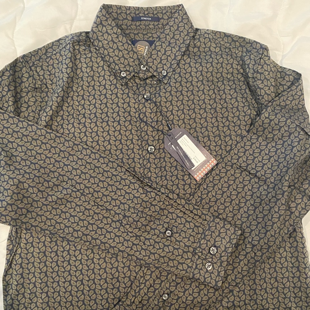 Navy & olive paisley Ben Sherman shirt. NWT. Medium.